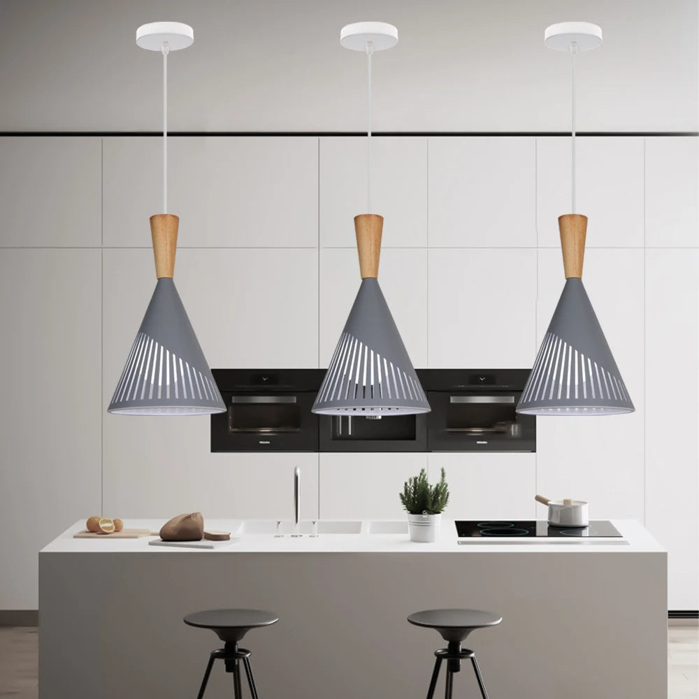 Modern Nordic pendant light with industrial retro decorative lampshade - vue 9 sur 9