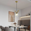 Vintage glass pendant light with modern gold finish