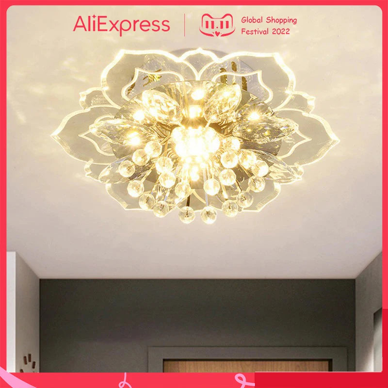 Luxury crystal LED ceiling light for balcony decoration