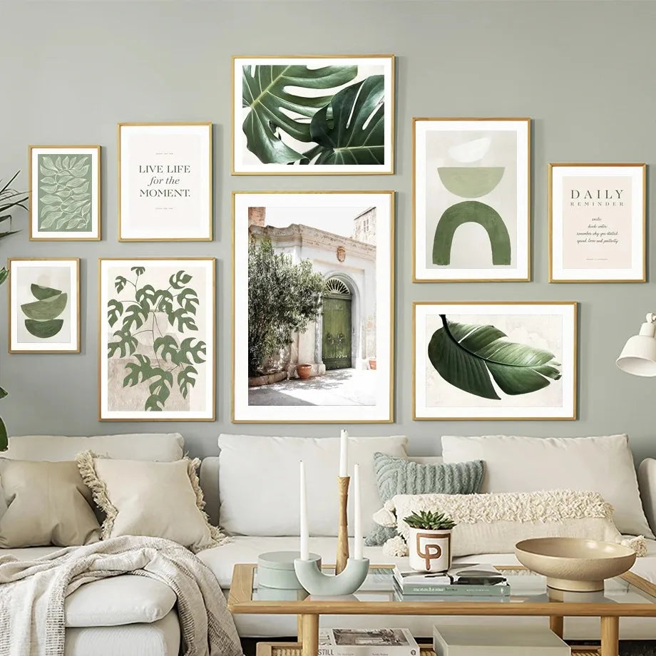 decorative canvas with monstera leaves for interior