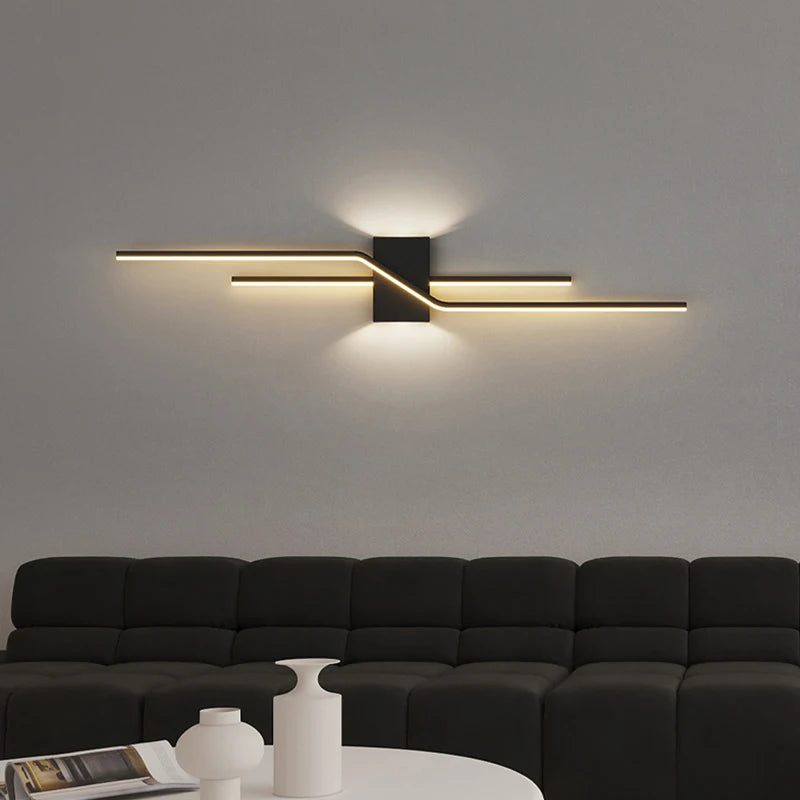 Modern black and white LED wall light for indoor home lighting - vue 4 sur 14