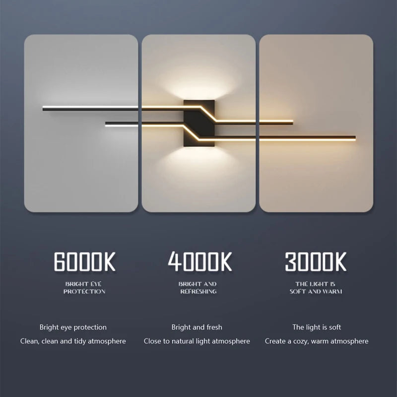 Modern black and white LED wall light for indoor home lighting - vue 5 sur 14