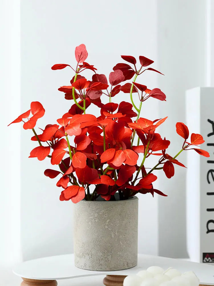 Artificial schefflera, clover and eucalyptus plants for home decor