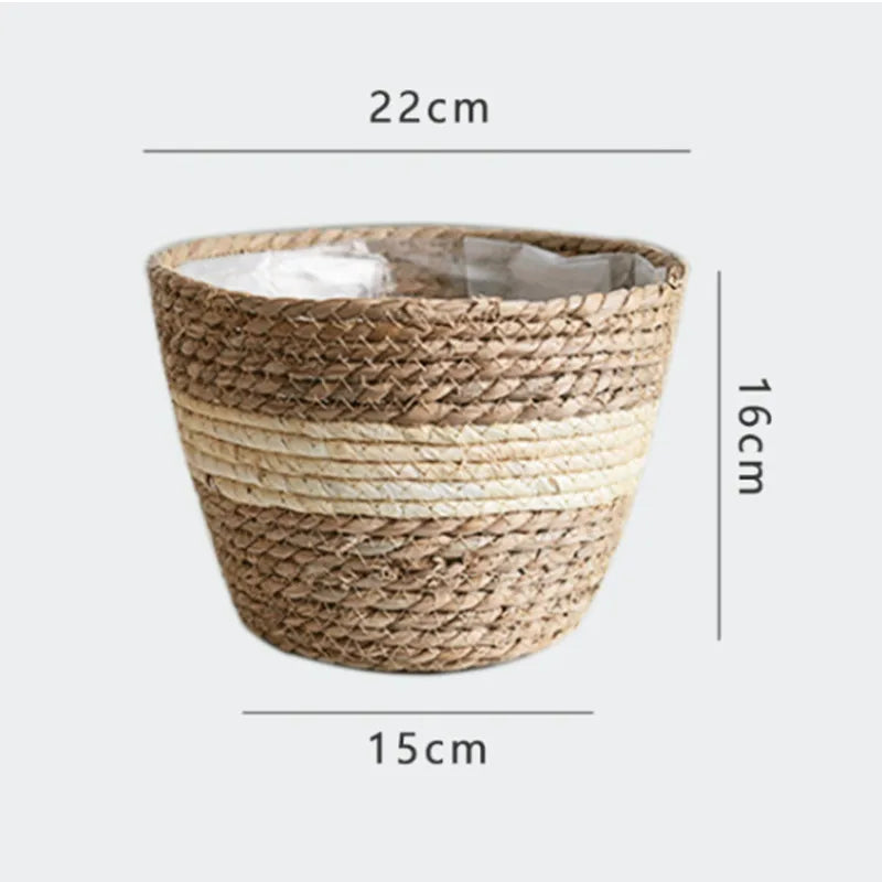 woven straw flower basket for indoor and outdoor decoration - vue 13 sur 18