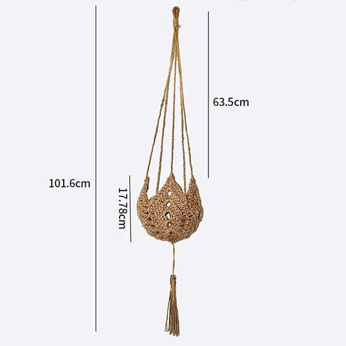 macrame hanging basket for decorative plants - vue 7 sur 7