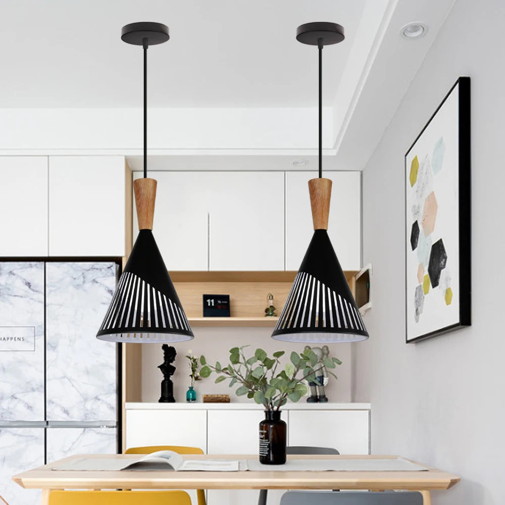 Modern Nordic pendant light with industrial retro decorative lampshade - vue 3 sur 9