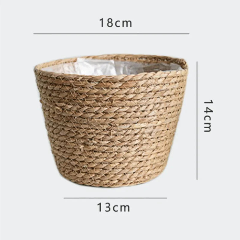 woven straw flower basket for indoor and outdoor decoration - vue 16 sur 18
