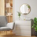 Modern round hanging mirror with decorative gold metal frame