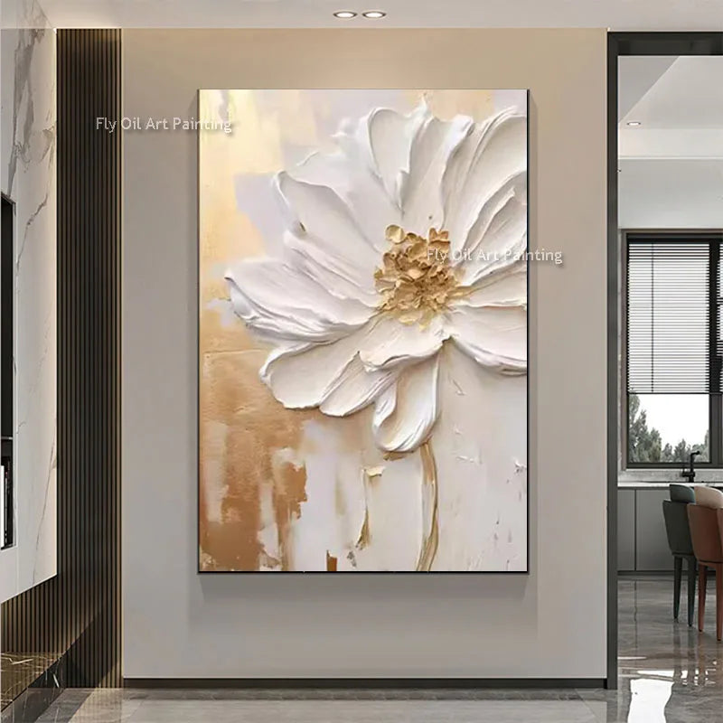 large oil painting flowers abstract wall art interior decor