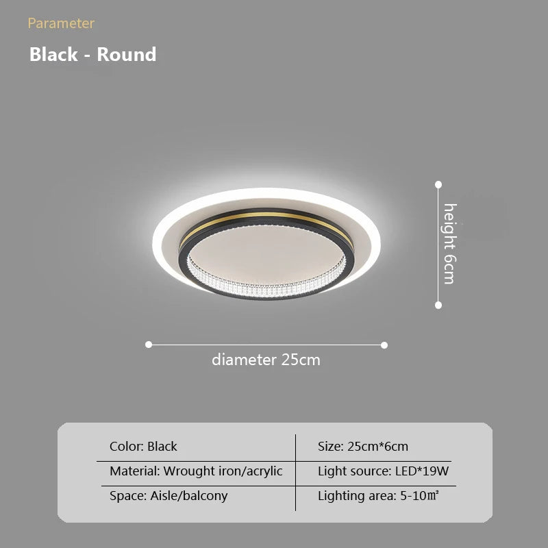 Modern LED ceiling light with remote control for living room, bedroom and hallway