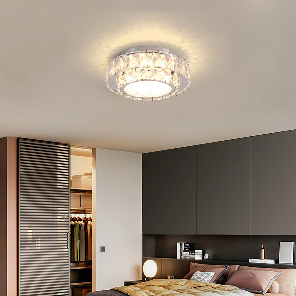 Modern luxury crystal ceiling light with indoor LED lighting