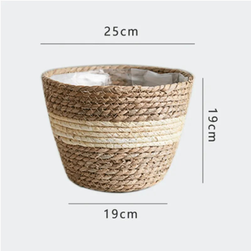 woven straw flower basket for indoor and outdoor decoration