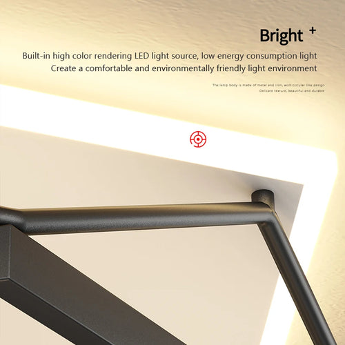 Modern square LED chandelier for minimalist interior lighting - vue 6 sur 12