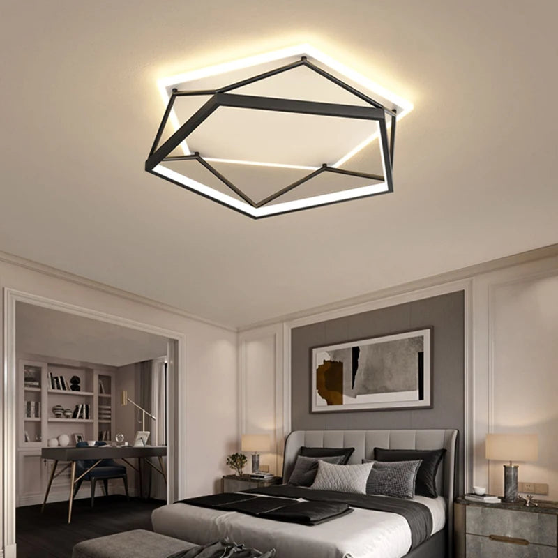 Modern square LED chandelier for minimalist interior lighting - vue 3 sur 12