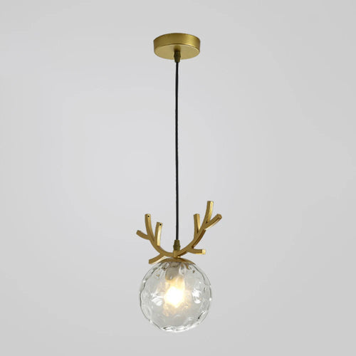 Vintage glass pendant light with modern gold finish