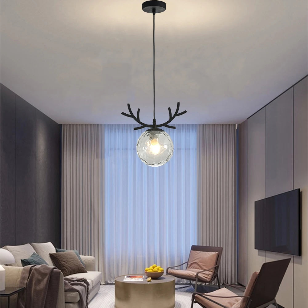 Vintage glass pendant light with modern gold finish