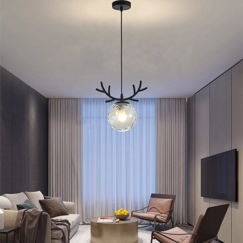 Vintage glass pendant light with modern gold finish - vue 3 sur 10