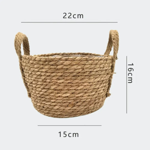 woven straw flower basket for indoor and outdoor decoration - vue 8 sur 18