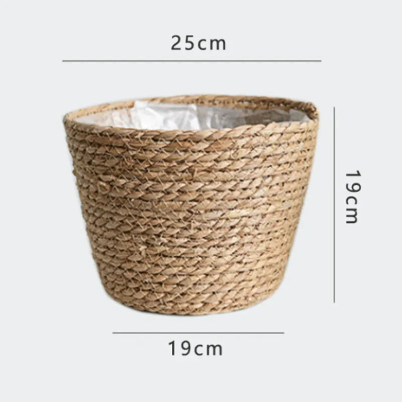 woven straw flower basket for indoor and outdoor decoration - vue 11 sur 18