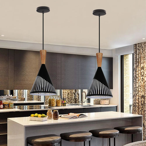 Modern Nordic pendant light with industrial retro decorative lampshade - vue 2 sur 9
