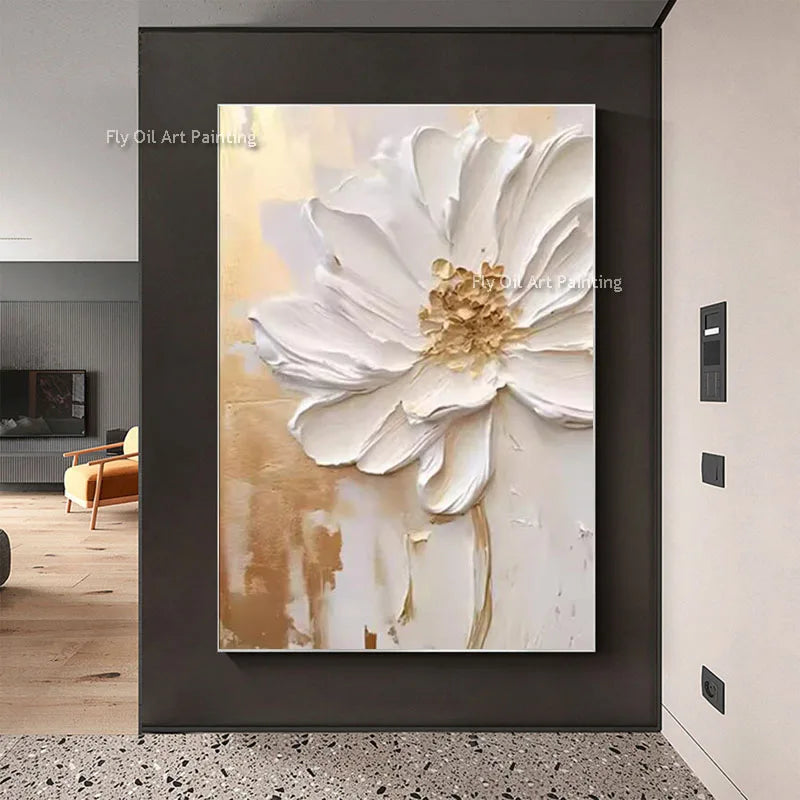 large oil painting flowers abstract wall art interior decor