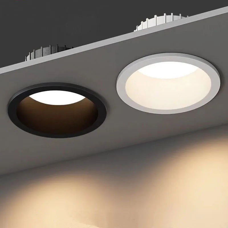 Round recessed anti-glare LED ceiling spotlight