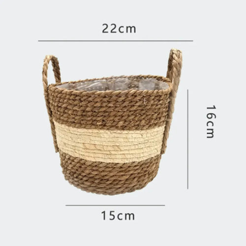 woven straw flower basket for indoor and outdoor decoration - vue 9 sur 18