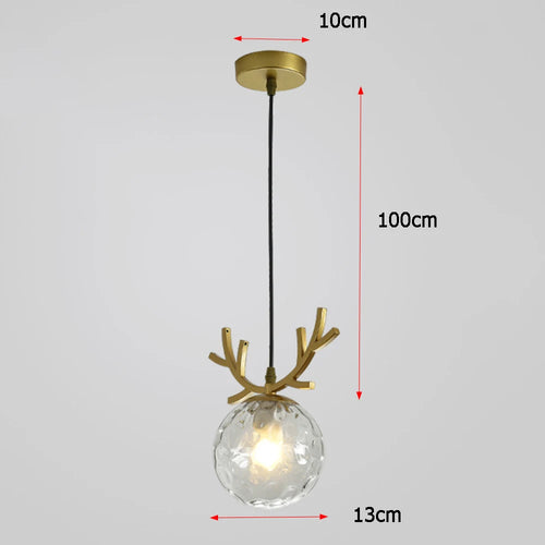 Vintage glass pendant light with modern gold finish - vue 7 sur 10