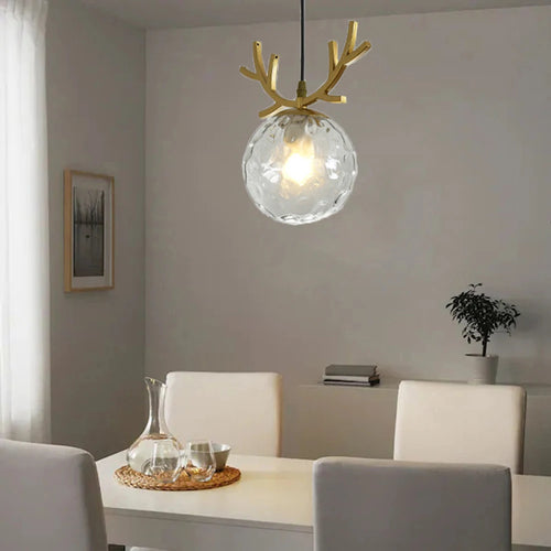 Vintage glass pendant light with modern gold finish - vue 6 sur 10