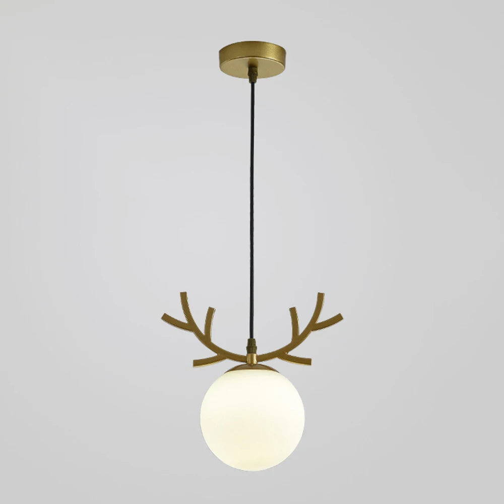 Vintage glass pendant light with modern gold finish - vue 9 sur 10