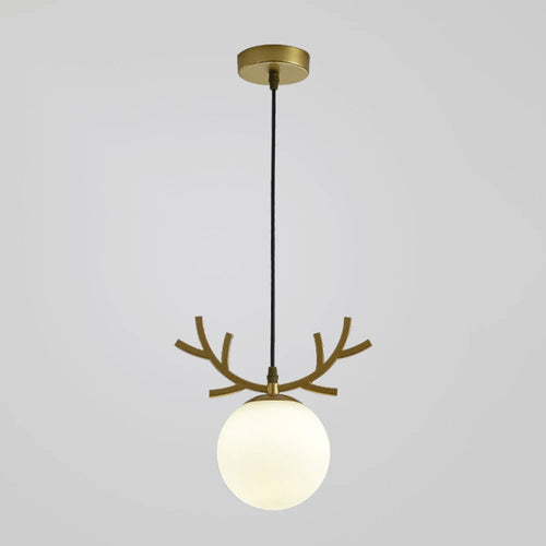 Vintage glass pendant light with modern gold finish - vue 10 sur 10