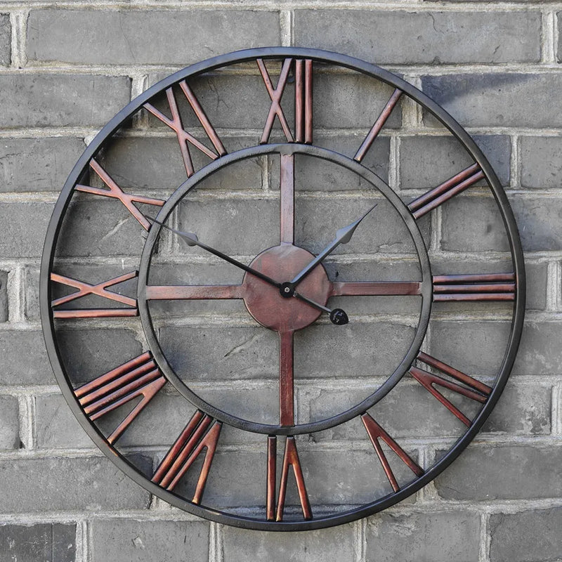 Vintage silent wrought iron roman retro decorative wall clock