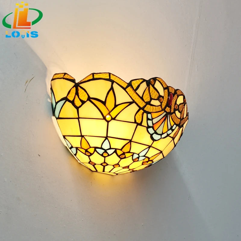 European style glass art deco tiffany wall light