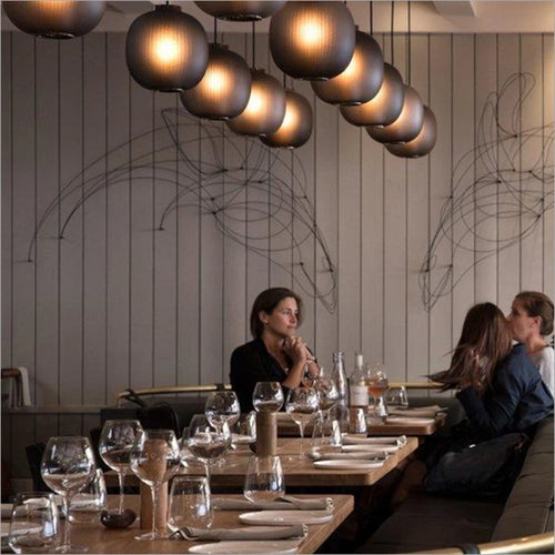 Retro smoked glass pendant light industrial indoor design - vue 4 sur 8