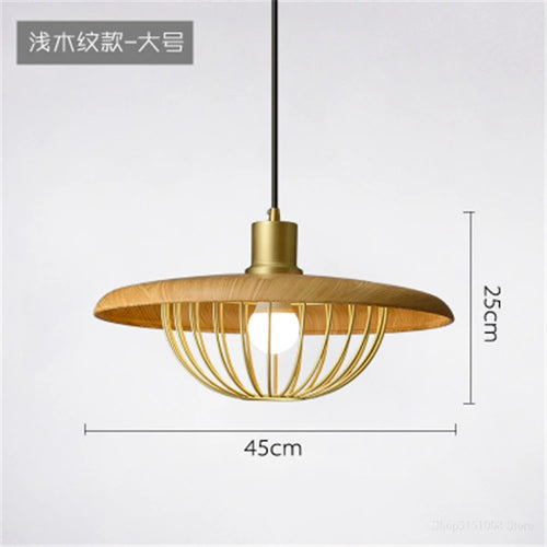 Nordic wood grain hat chandelier - vue 11 sur 12