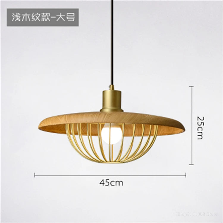 Nordic wood grain hat chandelier - vue 10 sur 12