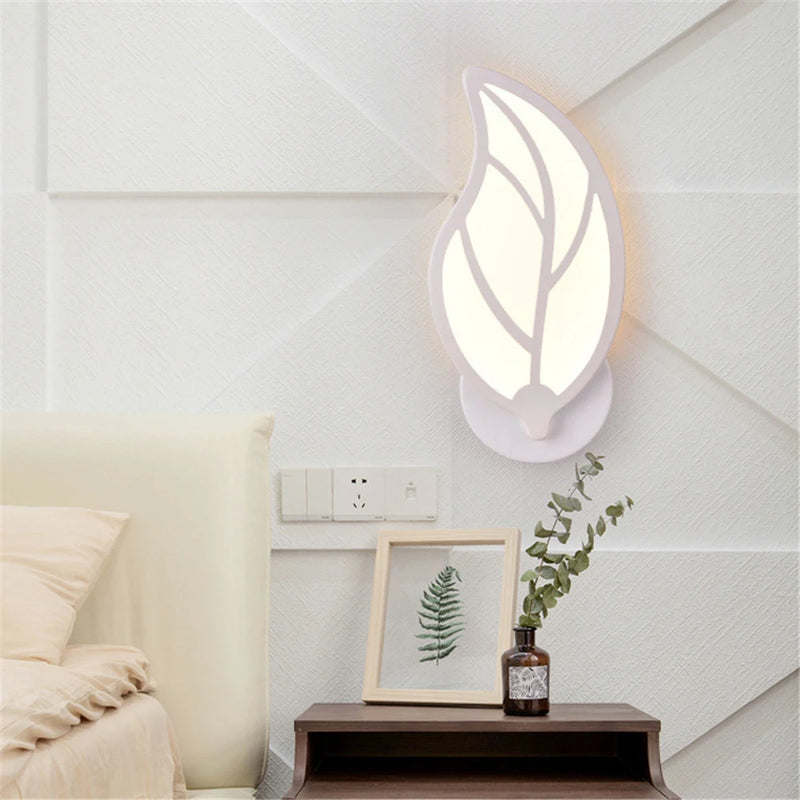 creative acrylic led wall light with leaves