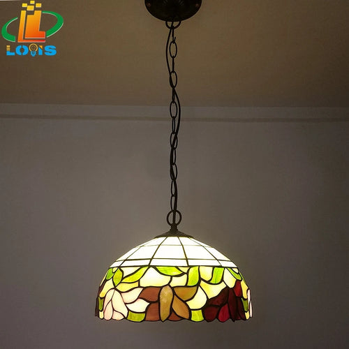 Begonia flower chandelier American style Tiffany lamp decorative lighting - vue 3 sur 6