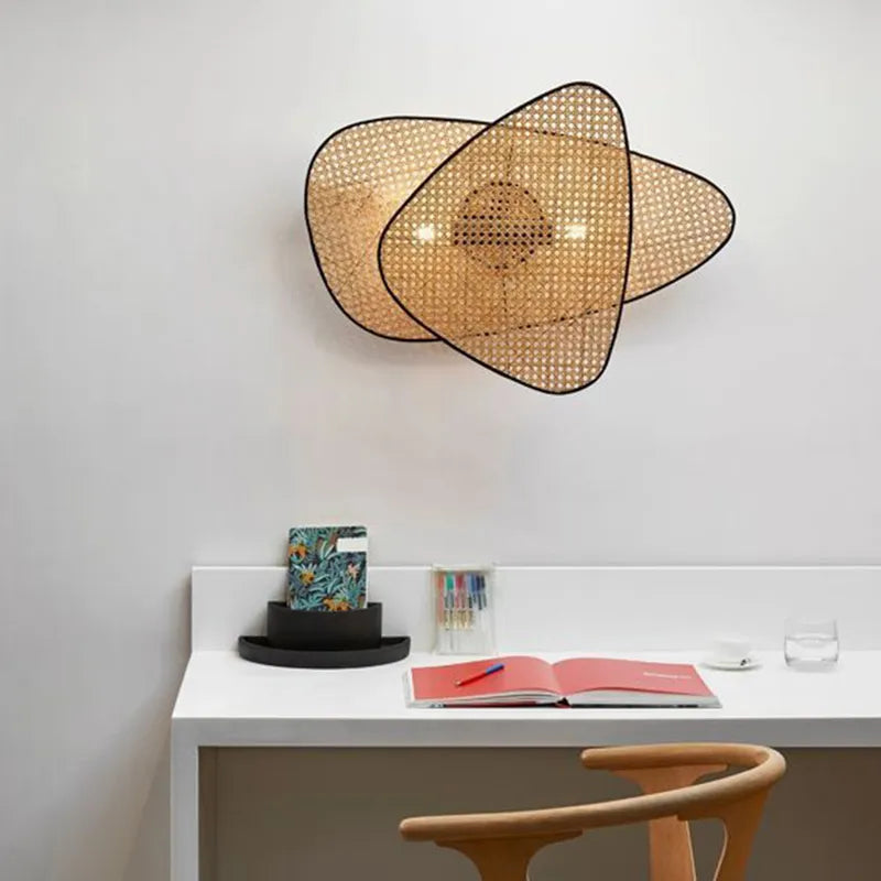 Chinese style bamboo cane wall light