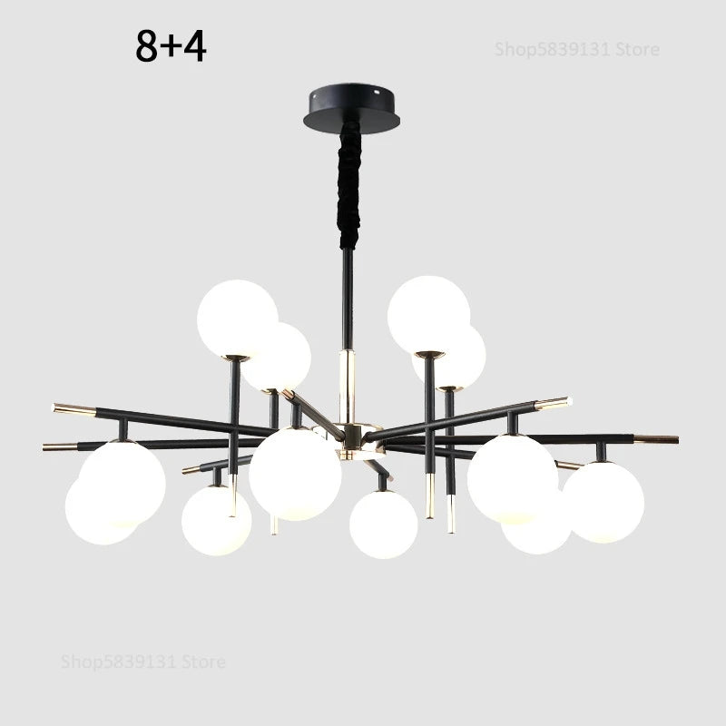 Nordic iron chandelier with LED glass balls for restaurant - vue 17 sur 20