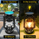 Outdoor hanging antique metal solar lantern with USB charging