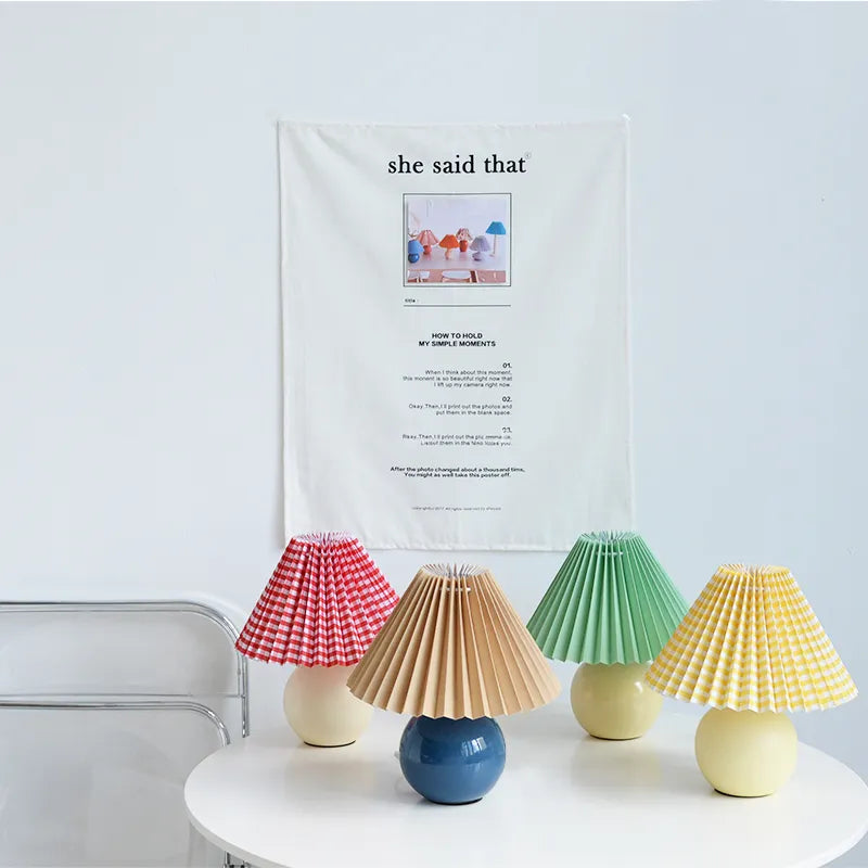 Korean pleated table lamp - vue 5 sur 25