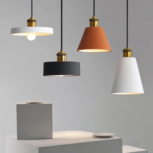 Minimalist modern retro loft pendant light with lampshade for kitchen, dining room, bedroom, restaurant - vue 7 sur 22