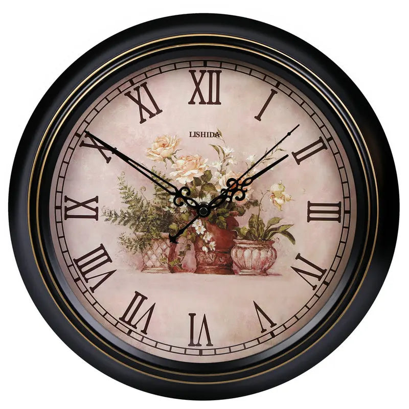retro silent wall clock shabby chic style home decor