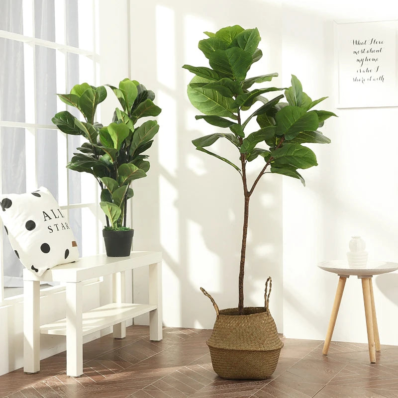Plastic tropical tree with large branches for indoor decoration