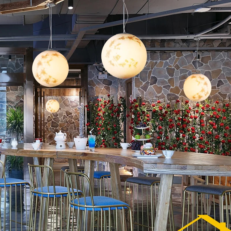 Modern resin moon LED pendant light