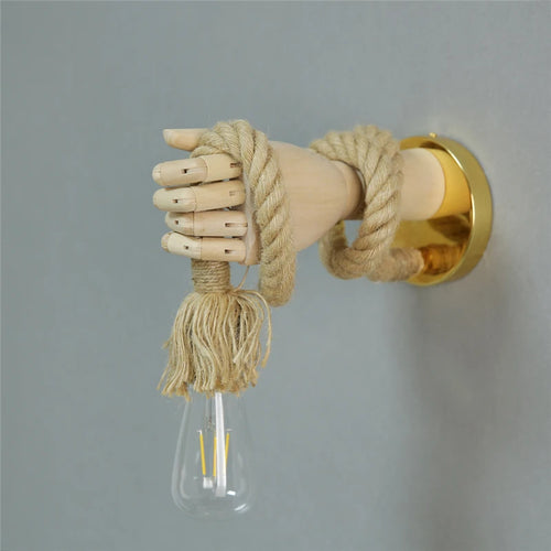 Creative retro industrial style hemp rope wall light - vue 6 sur 8