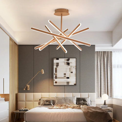 Modern LED chandelier with remote control and dimmable brightness - vue 5 sur 6