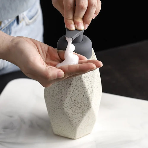 ceramic soap dispenser pressing foam for bathroom - vue 4 sur 18