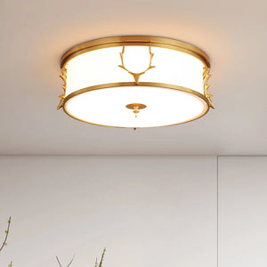 Living room, bedroom lamp, all copper, post-modern light luxury led ceiling lamp, American study, Nordic simple brass lamp